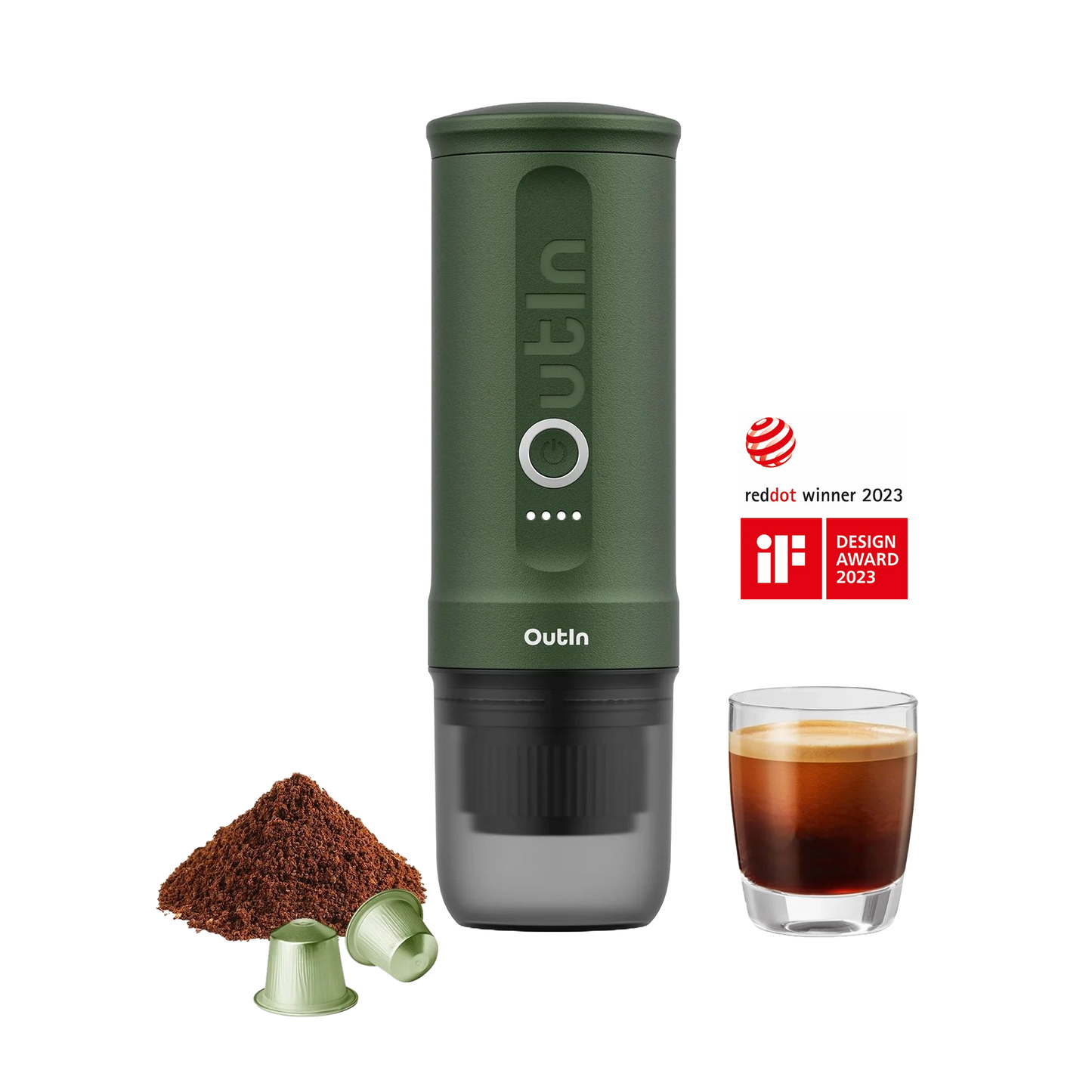 Outin Nano draagbare espressomachine (Forest Green)