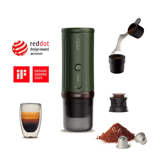 CERA+ Cerapresso Portable Espresso Machine (Forest Green)